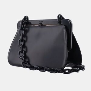 Prada Black Leather Shoulder Bag with Chain Strap
